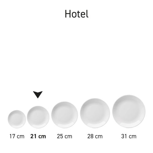 Serie-opstelling van meerdere witte porseleinen Hotel coupeborden.