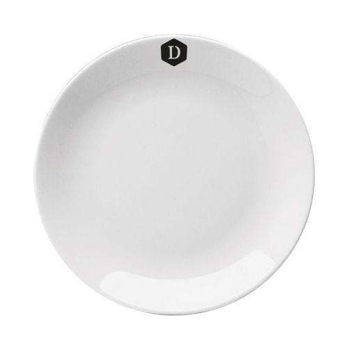 Coupebord Hotel 25 cm porselein in wit met DailyDrinks-logo in één kleur op de voorzijde.