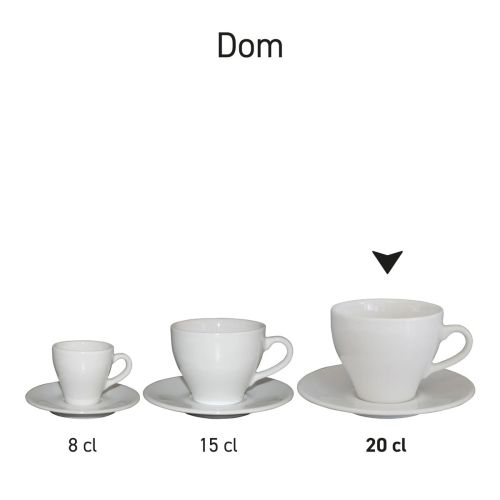 Serie Dom Cappuccino wit 20 cl. sets gepresenteerd als uniforme reeks.