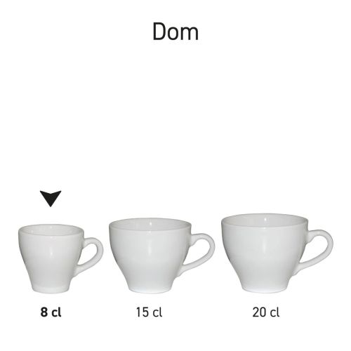 Serie Dom Espresso koppen wit gepresenteerd als porseleinen Dom-serie.