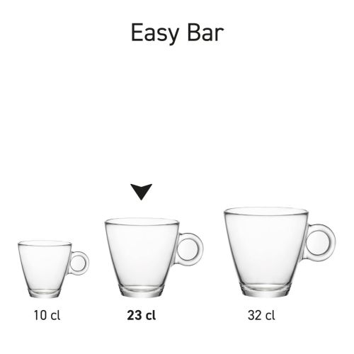 Serie van Easy Bar koppen glas naast elkaar gepresenteerd als productlijn.