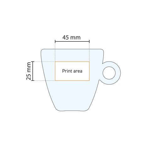 Technische werktekening van Easy Bar theekop 32 cl. toont drukgebied voor logo of gravure.