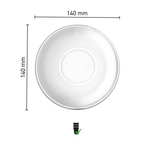 Infographic toont diameter en hoogte van Easy Bar theeschotel 14 cm glas in maatoverzicht.