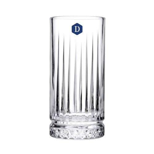Elysia Longdrink glas 28 cl. met blauw logo van DailyDrinks op de voorkant gedrukt.