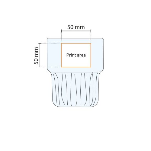Technische werktekening met aanduiding van drukgebied op Empilable stapelglas 16 cl.