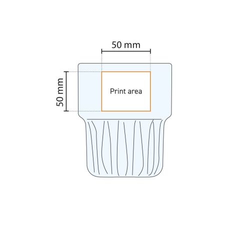 Drukgebied op Empilable Tumbler 20 cl stapelglas weergegeven in technische werktekening.