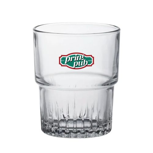 PrintPub-logo in één kleur gecentreerd op transparant Empilable glas 20 cl in vooraanzicht.