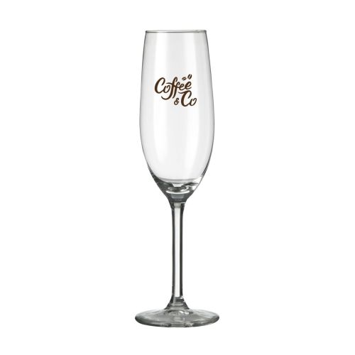 Voorzijde van Esprit champagneflute 21 cl. met CoffeeCo-logo in één kleur bedrukt.