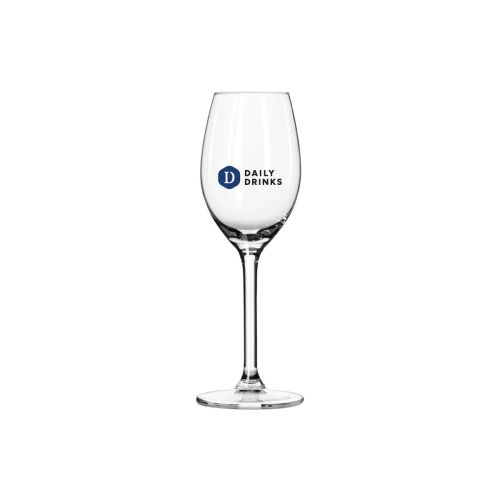 Meerkleurig DailyDrinks-logo duidelijk zichtbaar op de voorzijde van het Esprit 14 cl. portglas.