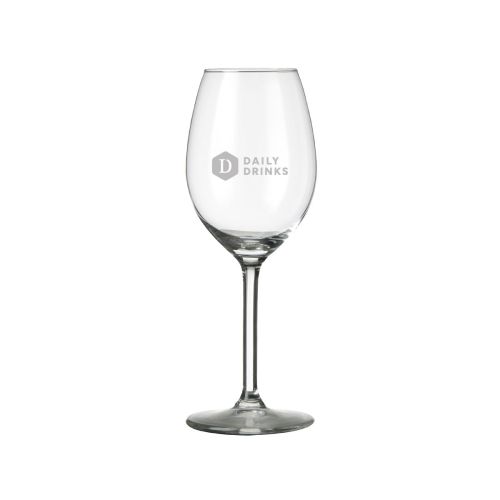 Voorzijde van het Esprit wijnglas 25 cl. met gegraveerd DailyDrinks-logo subtiel aangebracht.