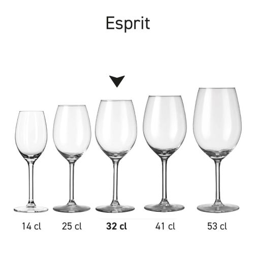 Seriebeeld met meerdere uitvoeringen van het Esprit wijnglas gepresenteerd als reeks.