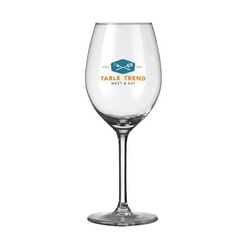Voorzijde van Esprit wijnglas 41 cl. met kleurrijk TableTrend-logo in 4 kleuren bedrukt.