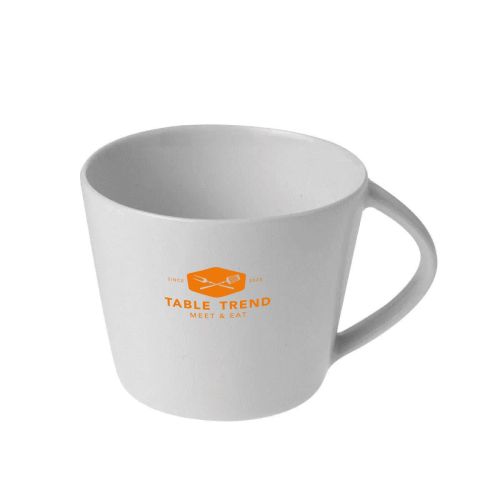 Eva Koffie Kop 20 cl. van porselein met éénkleurig TableTrend-logo op de voorkant gedrukt.