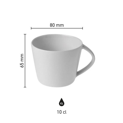 Infographic met afmetingen van de Eva Koffie Kop 20 cl. porselein overzichtelijk weergegeven.