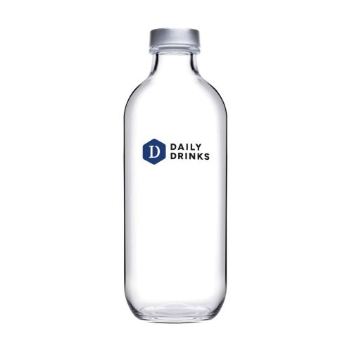 Fles Iconic 0,54 liter met zilveren dop en bedrukking in meerdere kleuren van DailyDrinks.
