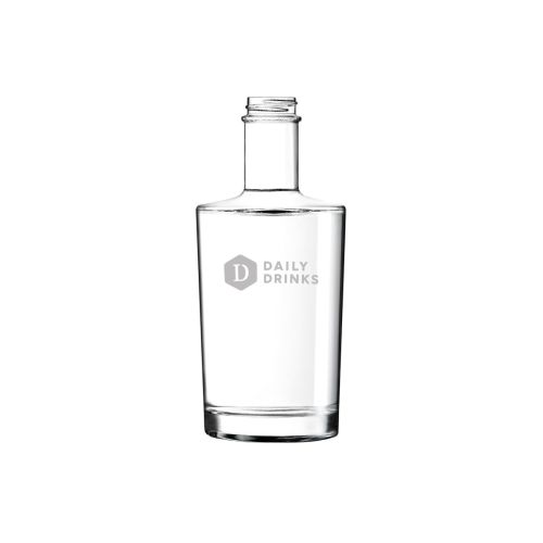 Glazen fles 0,35 liter met gegraveerd DailyDrinks-logo zichtbaar op de voorkant.