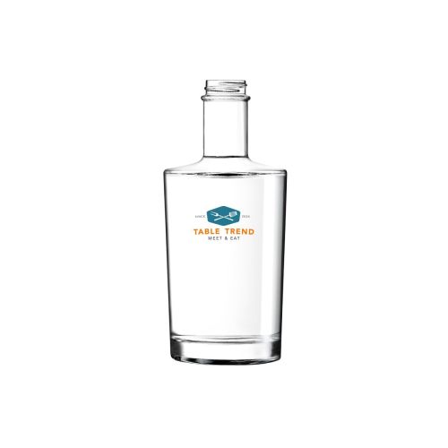 Fles Neos 0,35 liter van glas met meerkleurig TableTrend-logo op het vooraanzicht.