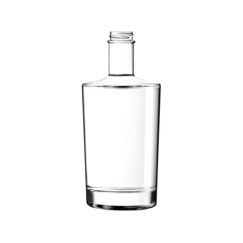 Glazen Fles Neos 0,5 liter in recht vooraanzicht, transparant en eenvoudig vormgegeven.