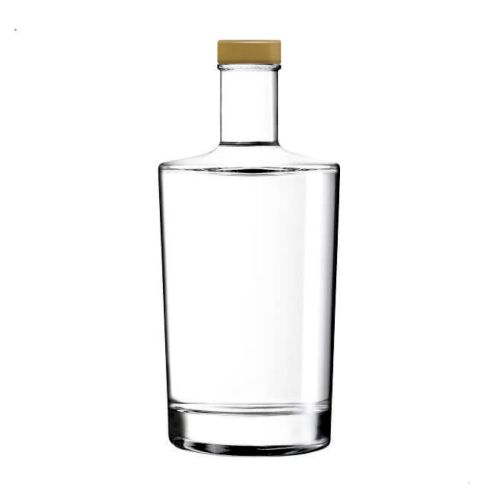 Fles Neos 0,7 liter in glas met rechte vorm en lange hals, weergegeven in vooraanzicht met gouden dop.