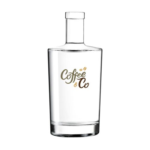 Glazen fles 0,7 liter met meerkleurig CoffeeCo-logo op de voorkant bedrukt.