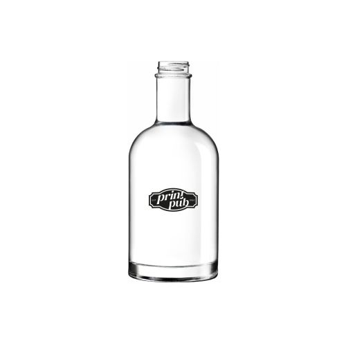 Glazen fles Oslo 0,35 liter in recht vooraanzicht met blauwe dop of logo.