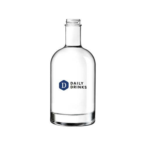 Infographic toont hoogte en diameter van glazen fles Oslo 0,5 liter in schaalweergave.