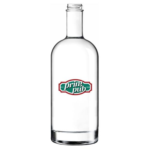 PrintPub-logo in meerkleurendruk zichtbaar op voorzijde van Fles Oslo 1,0 liter glas.