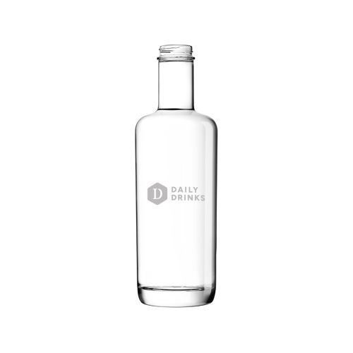 Gravure van het DailyDrinks-logo op het vooraanzicht van een glazen fles Oxygen 0,5 liter.