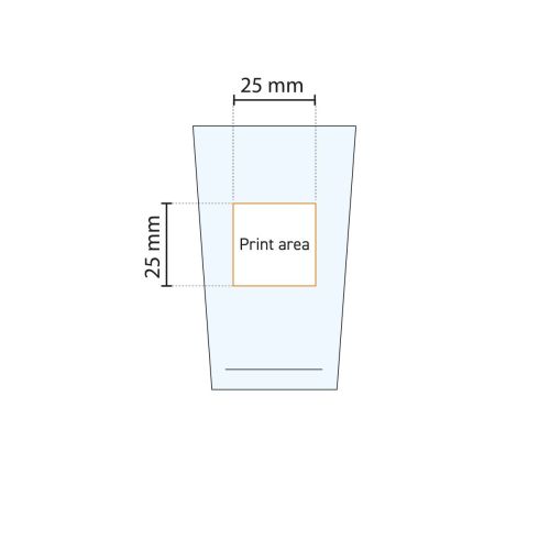 Technische illustratie geeft het drukgebied aan op het glas Conique 8 cl.