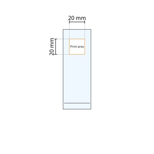 Technische werktekening met aanduiding van het drukgebied op Islande Longdrink glas 17 cl .