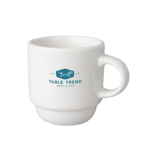 Porseleinen koffiekop Budgetline Smal 14 cl bedrukt met enkelkleurig TableTrend-logo op voorzijde.