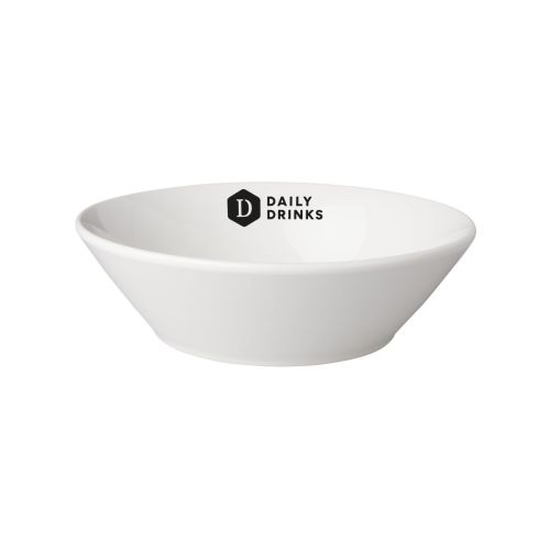 Porseleinen kom Neo Budgetline 18 cm met DailyDrinks-logo in één kleur op de voorzijde.