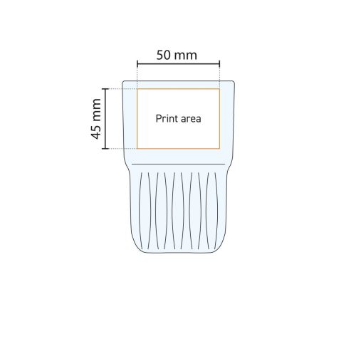 Drukgebied op het Onis Everest glas 26,5 cl. weergegeven in een technische werktekening.