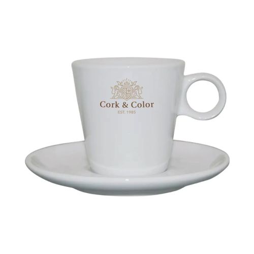 e Lukas Cappuccino wit 19.5 cl. Set uit SET met meerkleurig CorkColor-logo aan de voorkant.