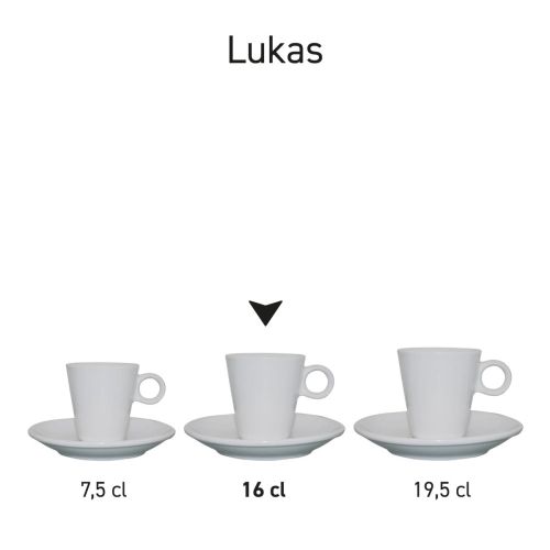 Sets van Lukas-serie gemaakt van porselein, overzichtelijk opgesteld in serie.