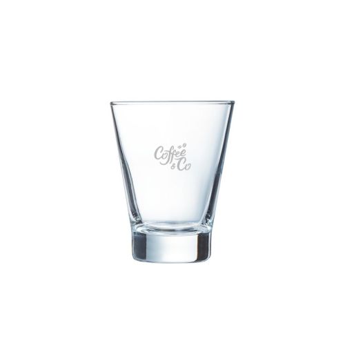 CoffeeCo-logo gegraveerd op de voorkant van het Shetland 15 cl. glas.
