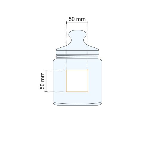 Technische werktekening met aangegeven drukgebied op Big Club snoeppot 1,50 liter.