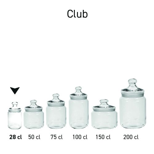 Serieoverzicht van glazen snoeppotten Club smal 0,28 liter als onderdeel van een serie.