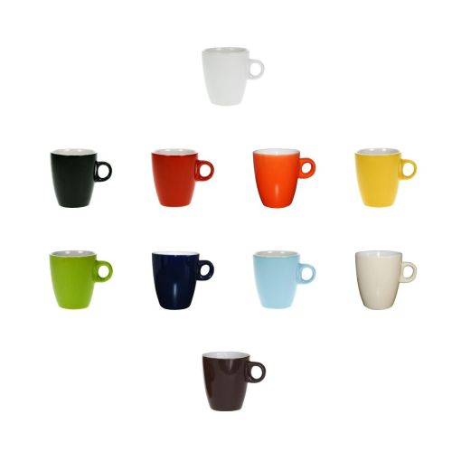 Overzicht van kleurvarianten van de Sonja mok 18 cl porselein in verschillende tinten.
