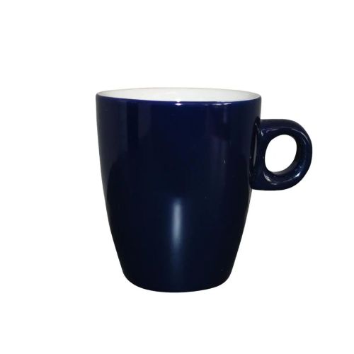 Blauw-witte Sonja mok van 18 cl in porselein, met ergonomisch handvat en glanzende afwerking