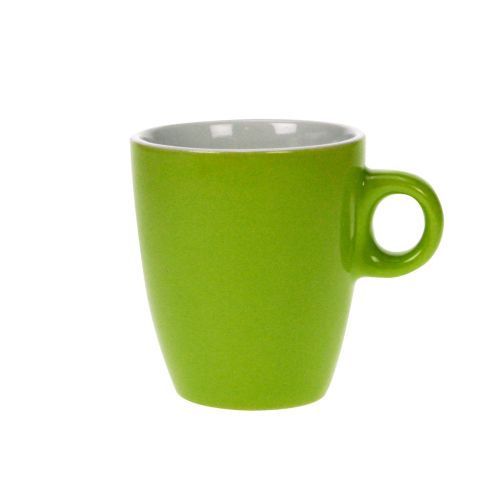 Groen-witte Sonja mok van 18 cl in porselein, met uniforme kleur en comfortabele grip.