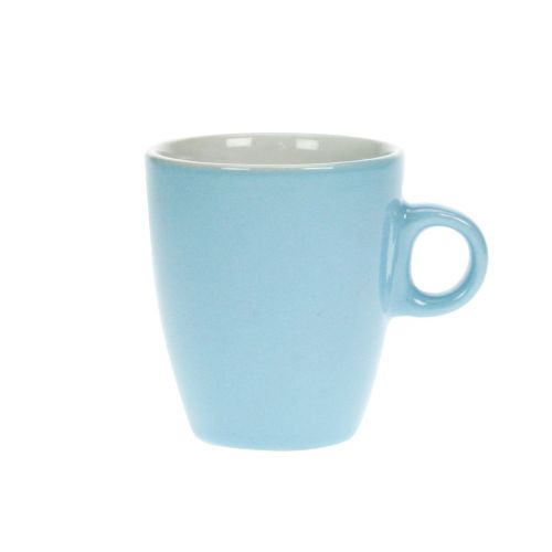 Lichtblauw-witte Sonja mok van 18 cl in porselein met zachte tonen en glanzende coating.