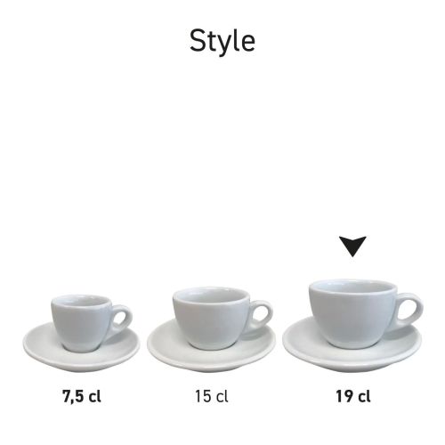 Serie-afbeelding van Style Cappuccino porseleinsets naast elkaar gepresenteerd.