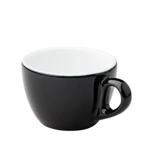 Voorzijde van Style Cappuccino kop 19 cl. in zwart-wit porselein, getoond in vooraanzicht.