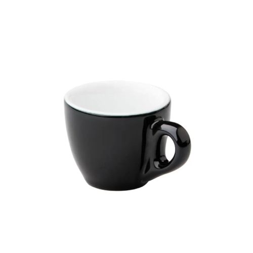 Style Espresso kop 7 cl. van zwart-wit porselein, compact model in vooraanzicht getoond.