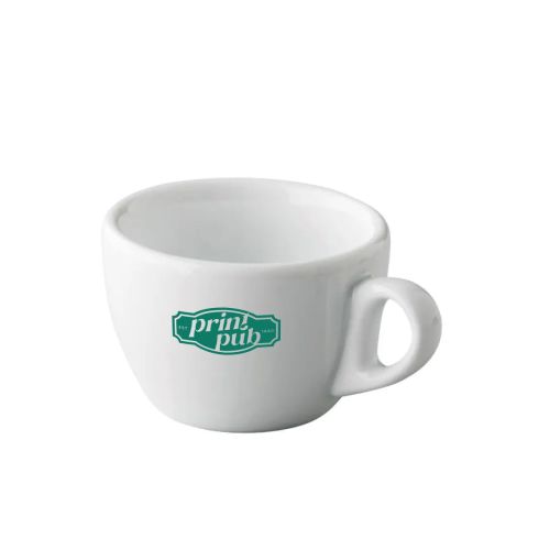 Eénkleurig PrintPub-logo op de voorzijde van porseleinen koffiekop 15 cl.