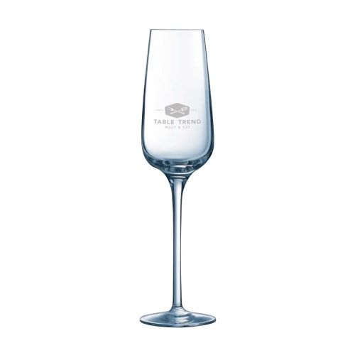 Sublym champagneglas 21 cl met gegraveerd TableTrend-logo zichtbaar op het vooraanzicht.