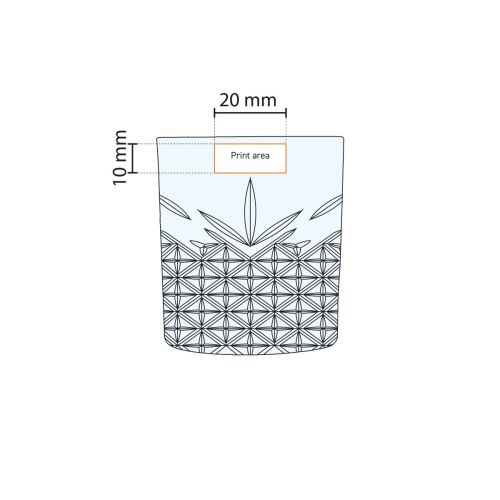 Technische werktekening met drukgebied van het Timeless Shotglas 6 cl. glas.