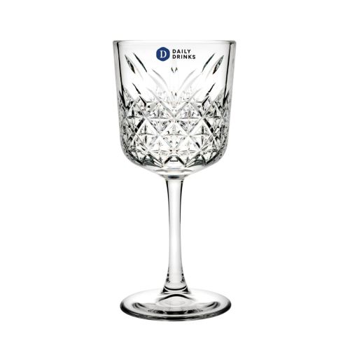 Timeless wijnglas van 33 cl. met meerkleurig DailyDrinks-logo op de voorzijde gedrukt.