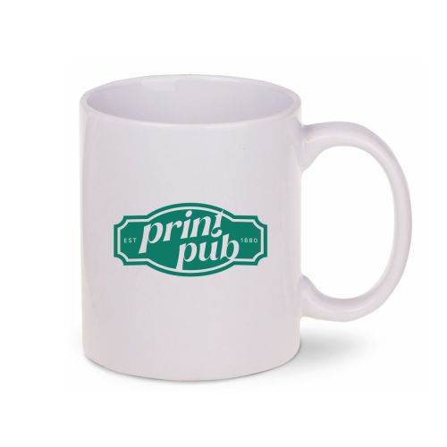 Tomek mok 30 cl. van porselein met enkelkleurig PrintPub-logo gedrukt op de voorzijde van de mok.